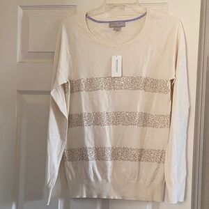Banana Republic Cream and Tan Sequin Sweater